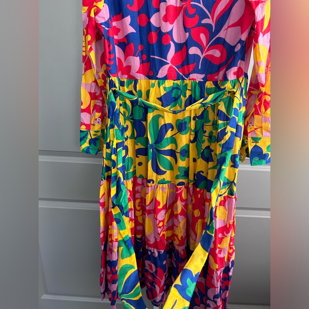 Boden Flo Cotton Midi Shirt Dress in the Abstract Tulip, Hotch pattern size 10p - Picture 6 of 11